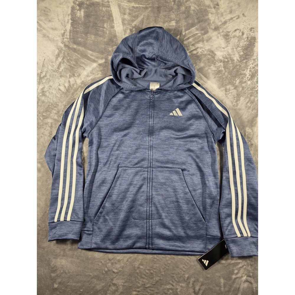 NWT‎ Adidas Boy's Large (14-16) Game And Go Hooded Fleece Jacket Ink Grey